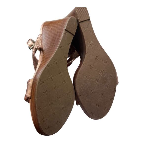 Jack Rogers Vanessa Rose Gold Raffia Wedge Heeled Sandel Women's Size 9.5 - Picture 4 of 6